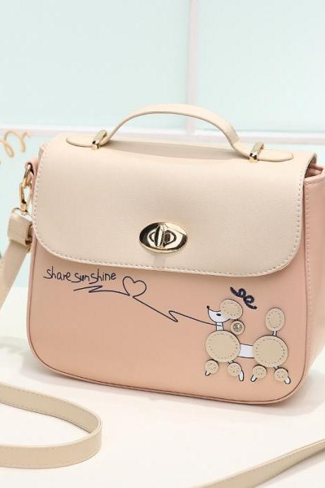 Sweet PU Leather Handbag Shoulder Bag - Pink