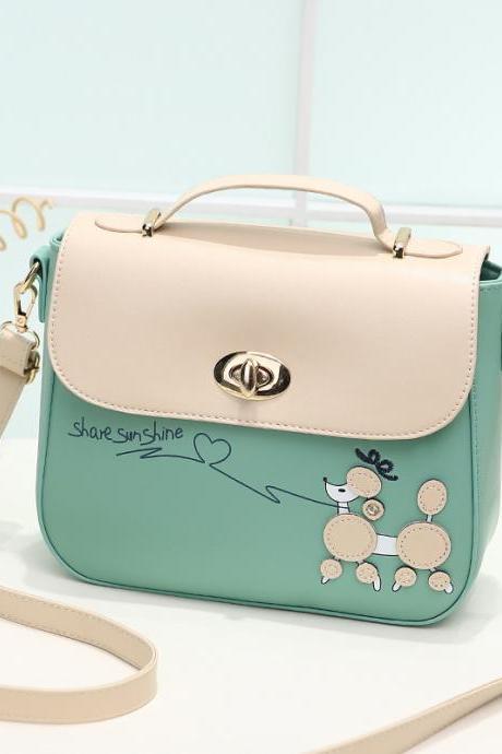 Sweet Pu Leather Handbag Shoulder Bag - Green