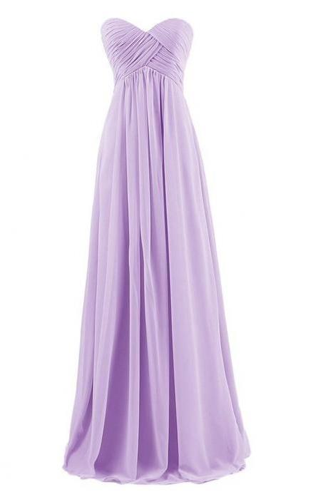 Strapless Plus Size Bridesmaid Dresses Long For Wedding Guests Sister Party Dress Chiffon Prom Dress - Light Purple