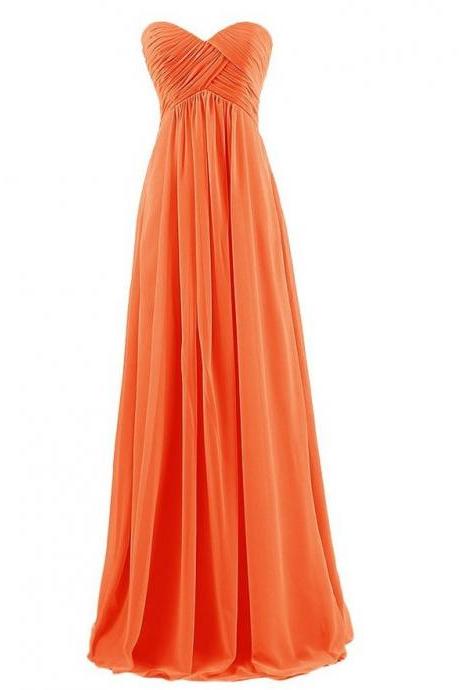 Strapless Plus Size Bridesmaid Dresses Long For Wedding Guests Sister Party Dress Chiffon Prom Dress - Orange