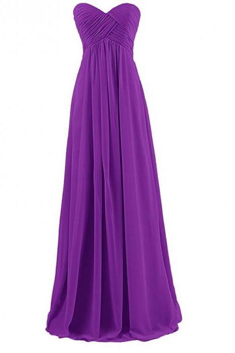 Strapless Plus Size Bridesmaid Dresses Long For Wedding Guests Sister Party Dress Chiffon Prom Dress - Dark Purple