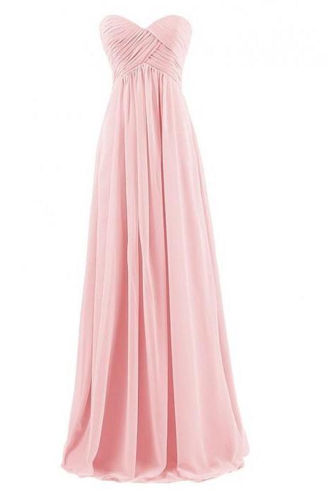 Strapless Plus Size Bridesmaid Dresses Long For Wedding Guests Sister Party Dress Chiffon Prom Dress - Pink