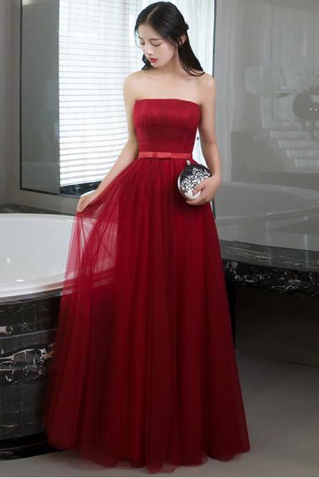 Elegant Off Shoulder Red Color Women Long Bridesmaid Dress