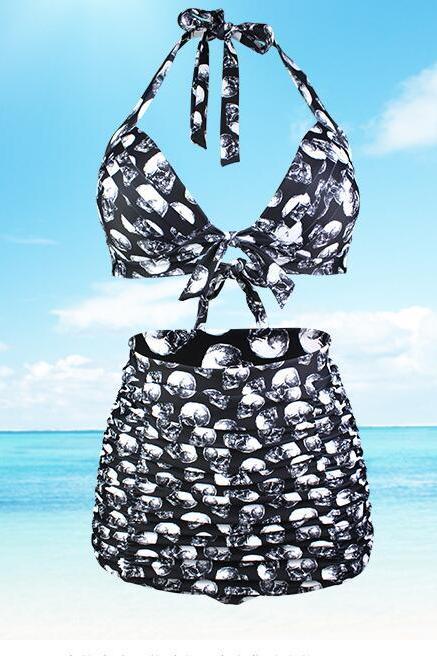 High Waist Swimsuit Plus Size Swimwear Women Vintage Bikini Bathing Suit
