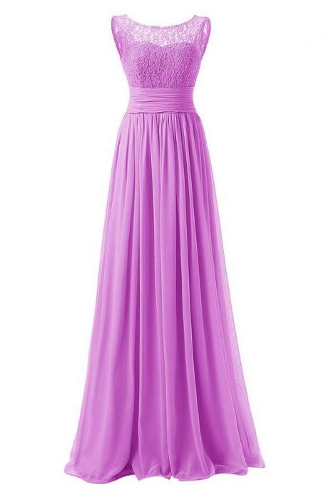Elegant Long Evening Dresses Women Bridesmaid Wedding Party Dress - Purple