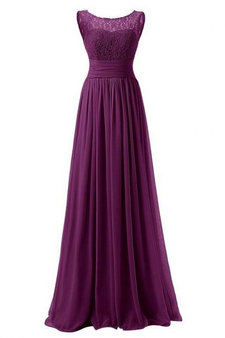 Elegant Long Evening Dresses Women Bridesmaid Wedding Party Dress - Dark Purple