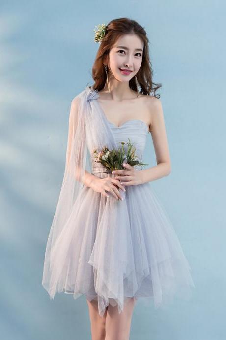 New Mini One Shoulder Sleeveless Bridesmaid Party Dress