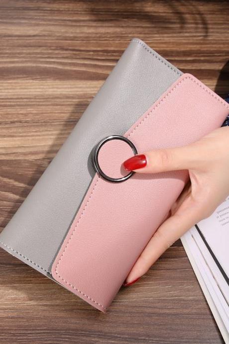 New Design Casual Fashion Clutch Wallet Long Purse - Pink