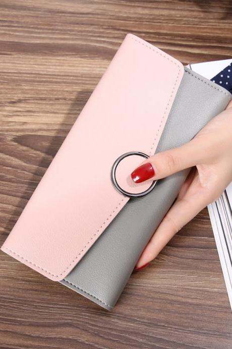 Design Casual Fashion Clutch Wallet Long Purse - Light Pink