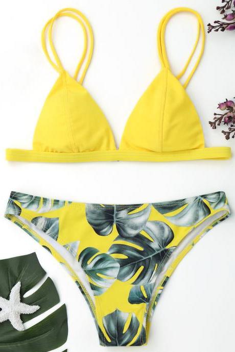 Yellow Bikini Set For Summer Beach Swimsuit Bathing Suit Swimwear 