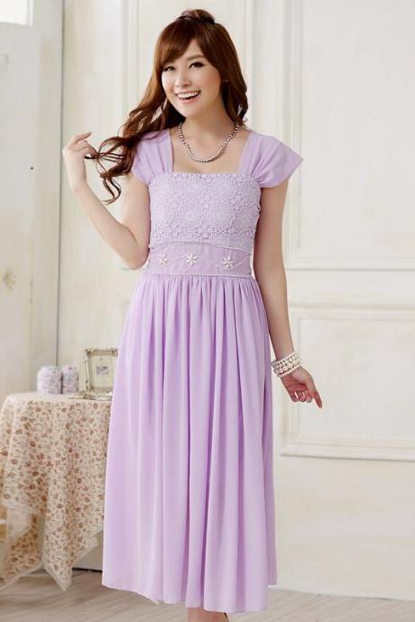Top Selling Evening Dress Sleeveless Chiffon Wedding Bridesmaid Dress - Purple