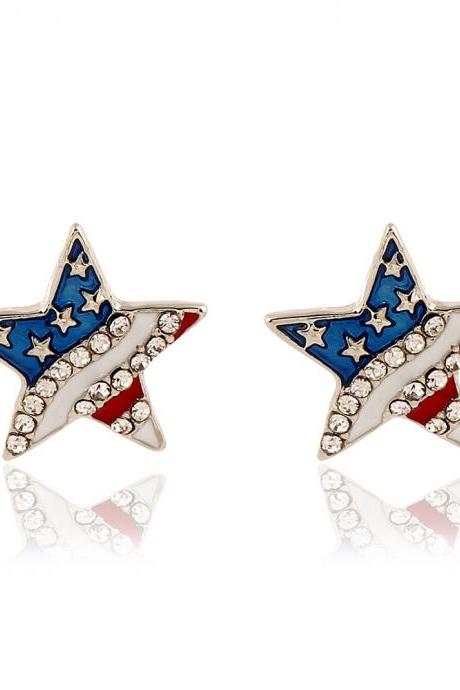 Rhinestone Embellished Star Shape Design Earrings