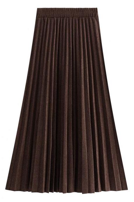 Pleated Skirt Autumn And Winter Women&amp;amp;#039;s High Waist Long Skirt
