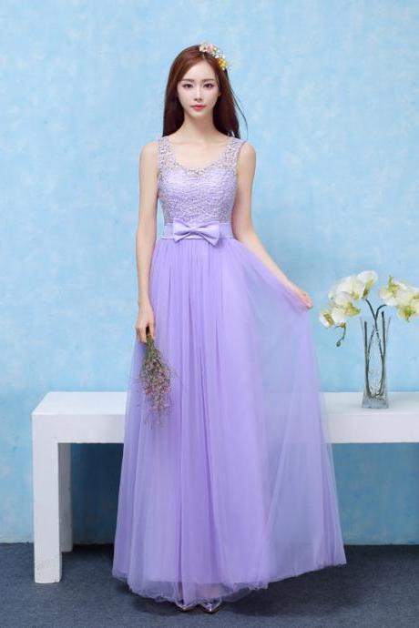 Good Quality Women Long Evening Party Dress Bridesmaid Wedding Dress - Purple