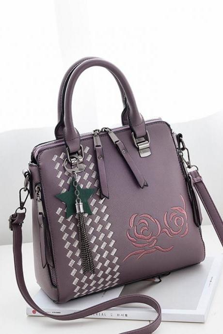New Flower Style Women Fashion Handbag Crossbody Shoulder Bag - Purple