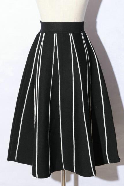Autumn Women A Line Skirt - Black