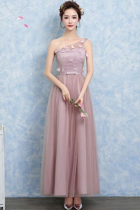 New Special Design One Shoulder Women Evening Party Prom Bridesmaid Wedding Dress