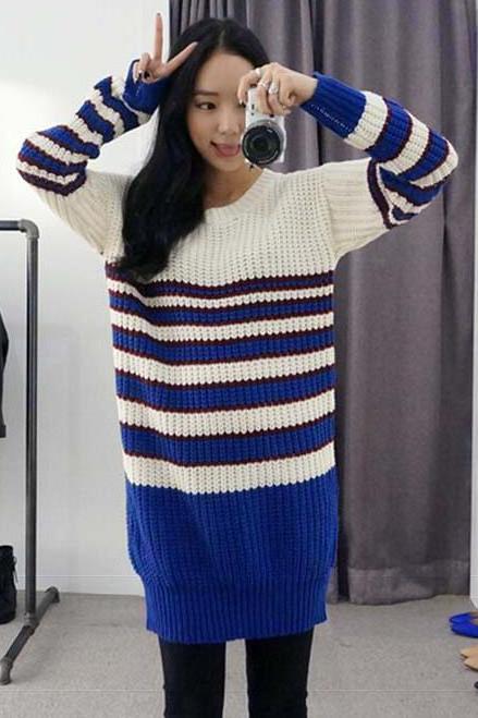 New Women Fringe loose long knit sweater dress