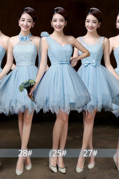 Bridesmaid Dress, Mini Prom Dresses ,Beading Dress ,Evening Dress ,Formal Dress - Sky Blue