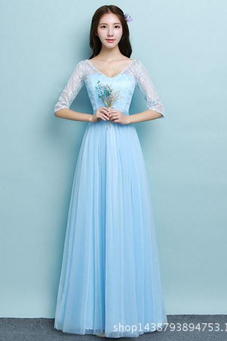 V Neck Long Design Elegant Gown Evening Dress