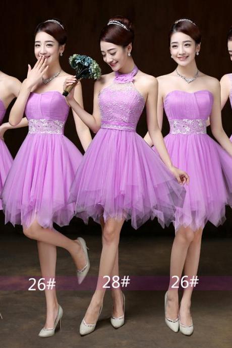Bridesmaid Dress, Mini Prom Dresses ,Beading Dress ,Evening Dress ,Formal Dress - Light Purple