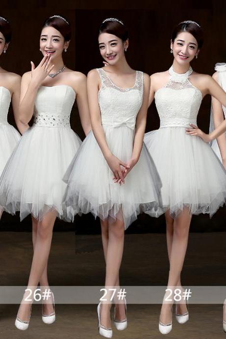 Bridesmaid Dress, Mini Prom Dresses ,Beading Dress ,Evening Dress ,Formal Dress - White