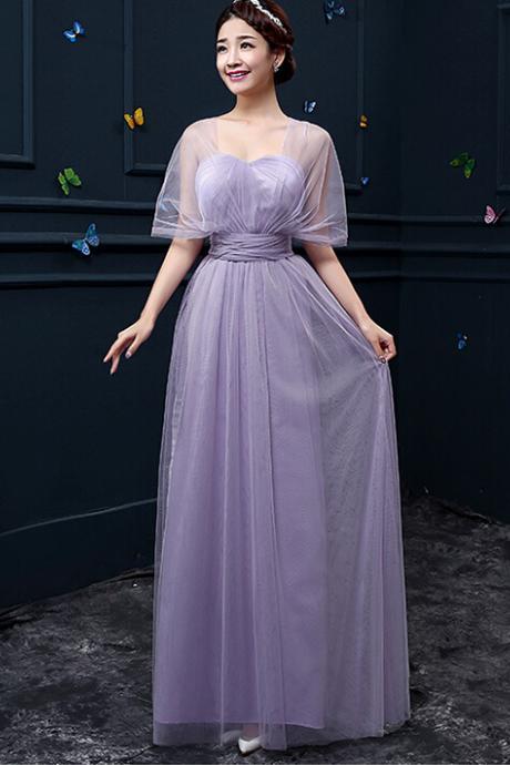 Convertible Bridesmaid Dresses A Line Long Wedding Party Dress - Light Purple