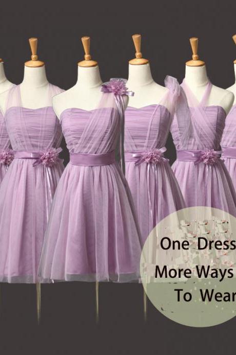 Convertible Bridesmaid Dresses Mini Wedding Bridesmaid Dresses Formal Party Dresses - Light Purple