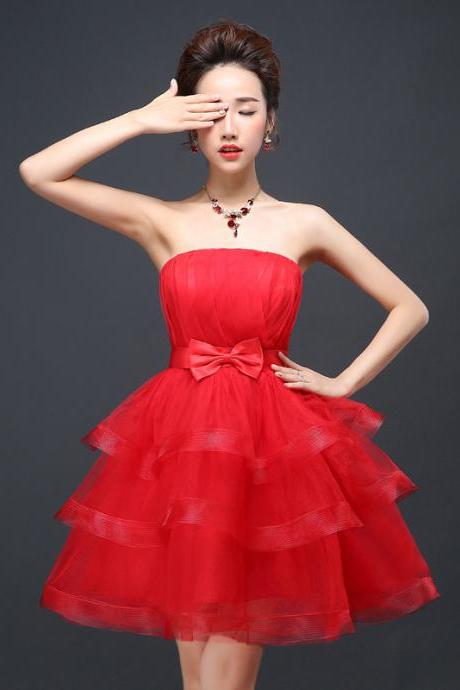 Mini Cake Bridesmaid Prom Dress - Red