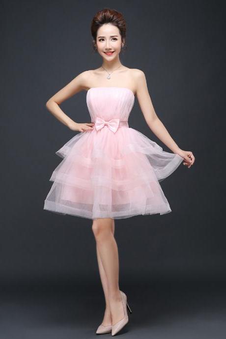  Mini Cake Bridesmaid Prom Dress -Pink