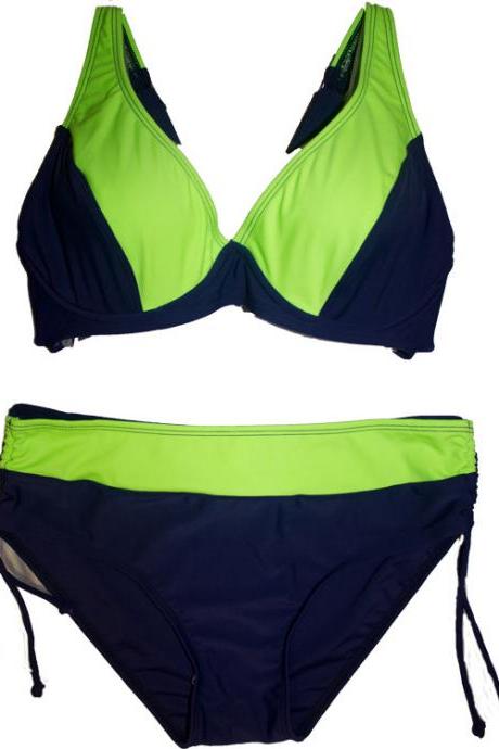 Beach Women Patchwork Swimsuit Swimwear Bikini - Green