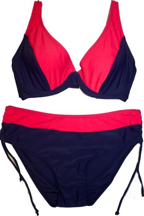 Beach Women Patchwork Swimsuit Swimwear Bikini - Red