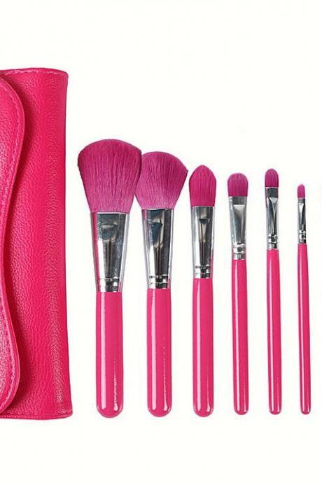 7pcs Makeup Brushes Set Eyebrow Foundation Shadows Make Up Tools Kits - Red