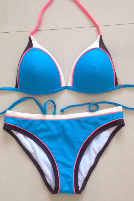 Hot Sexy Triangular Bikini Ladies Swimwear Swimsuit - Blue