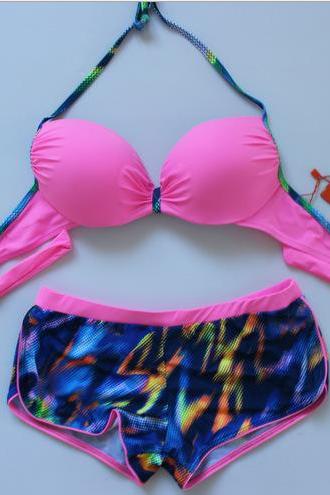 New Fashion Sexy Bikini Swimsuit For Lady - Pink