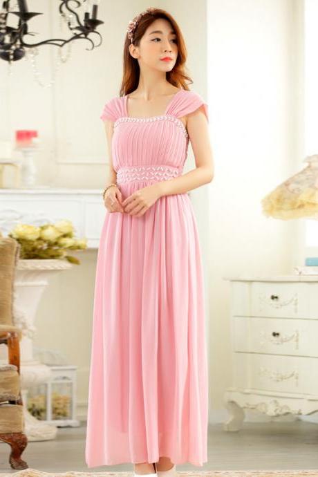 New Elegant Evening Sleeveless Dress - Pink