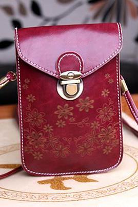 Women Messenger Bags Small Female Shoulder Bags- Wine Red