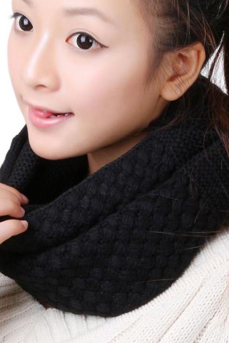 Women Winter Knitted Scarves - Black