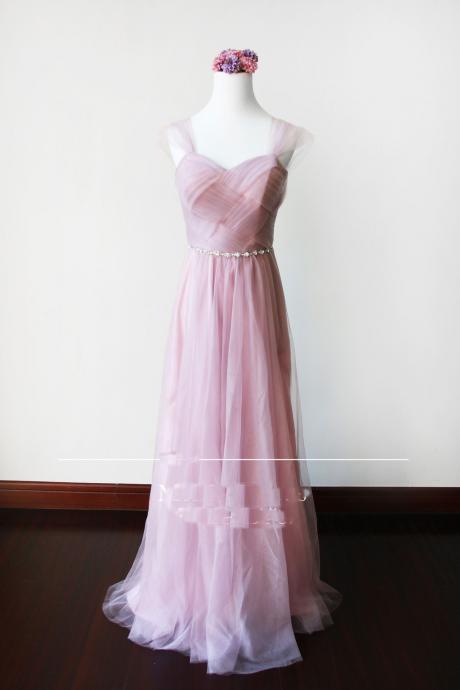 A-line Sleeveless Elegant Long Bridesmaid Dresses - Purple