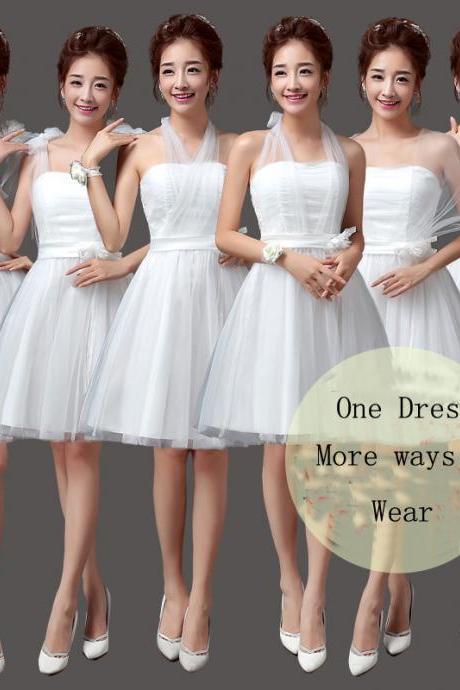 Convertible Bridesmaid Dresses Mini Cheap Wedding Bridesmaid Dresses Formal Party Dresses - White
