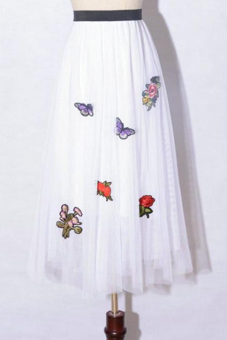 Butterfly Flower Skirt - White