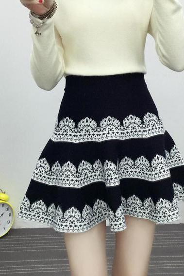 new autumn and winter knitting slim A-line skirt