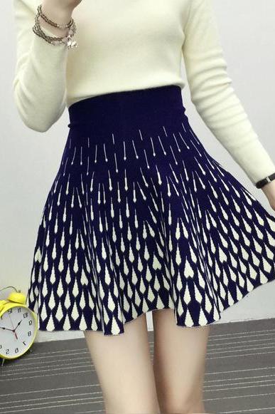 New High Waist Knitting Slim A-line Skirt