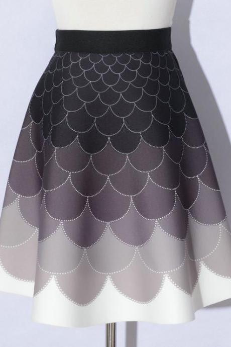 Elegant Printing Scale Pattern A-Line Skirts