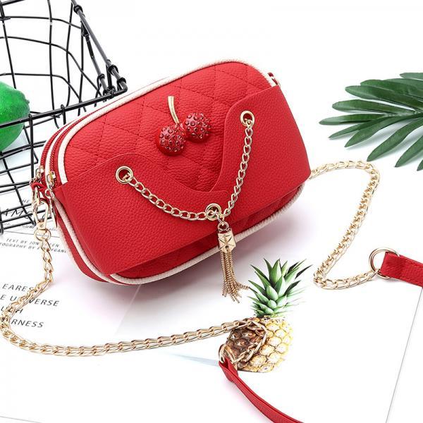 Cute Cherry PU Leather Mini Shoulder Bag - Red