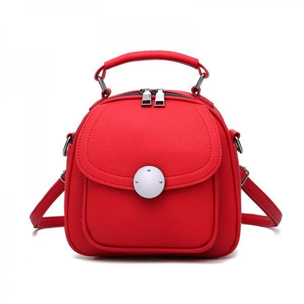 Cute Backpack Small Bag School Mini Girls Women Leather Shoulder Bag - Red