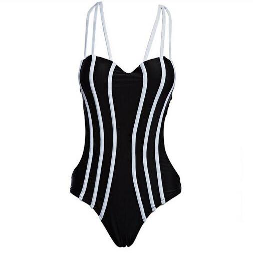 New Women Swimsuit Stylish Stripe Pattern One Piece Slimming Bikini ...