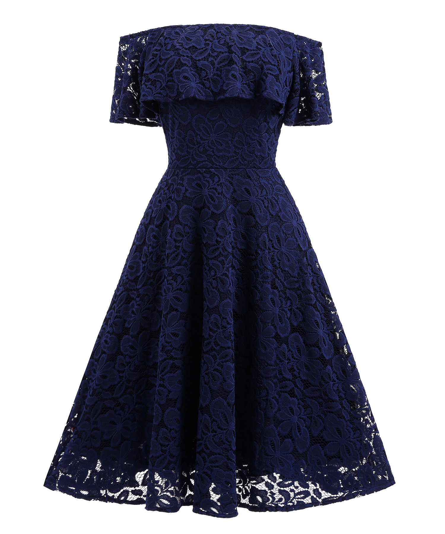 dark blue off shoulder dress