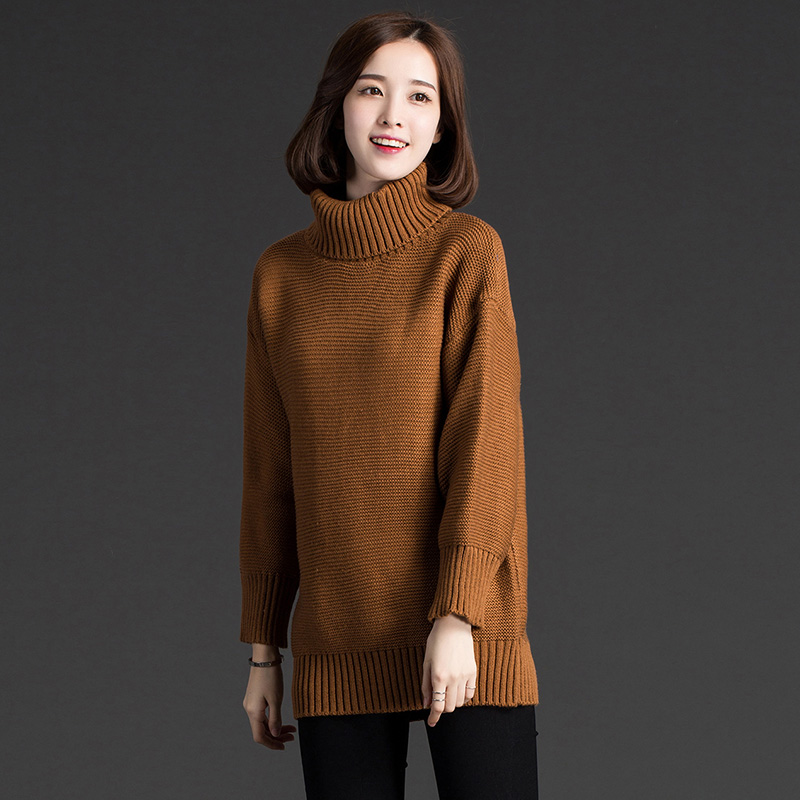 Women Fashion Turtleneck Sweater Women Shirt - Brown on Luulla