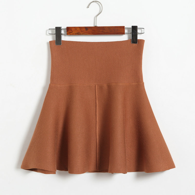 Women Fashion High Waist A-line Slim Fit Knit Skirt - Khaki on Luulla
